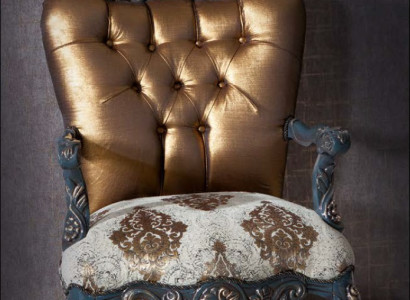 Chesterfield Design Armchair with golden backrest for Living room